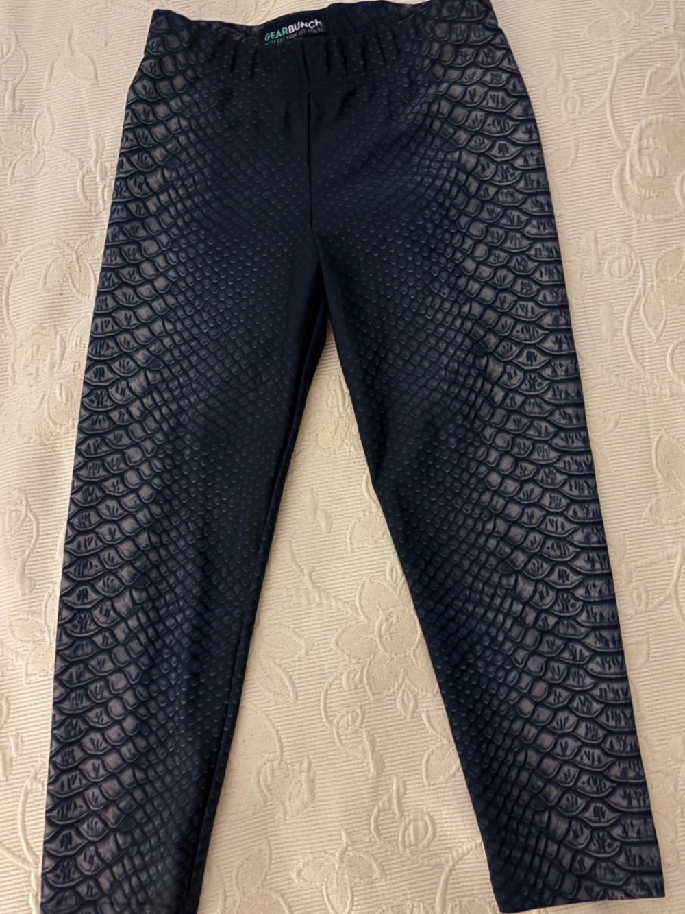 GearBunch Black Slippery Snake Skin Graphic Print Leggings